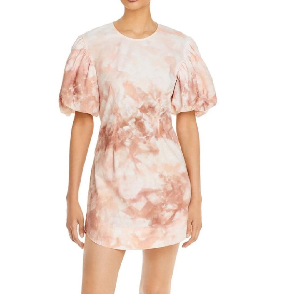 A.L.C. Women's Pink Jess Tie Dye Short Sleeve Cotton Mini Dress Size 10